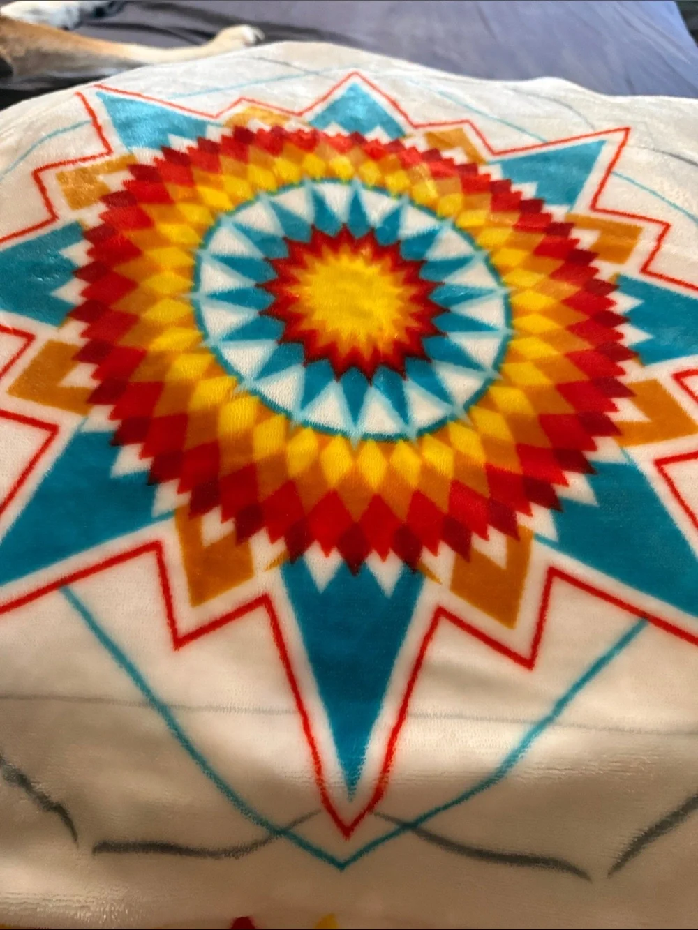 Southwestern Starburst Printed pillow shams- White, Turquoise, Red, Yellow